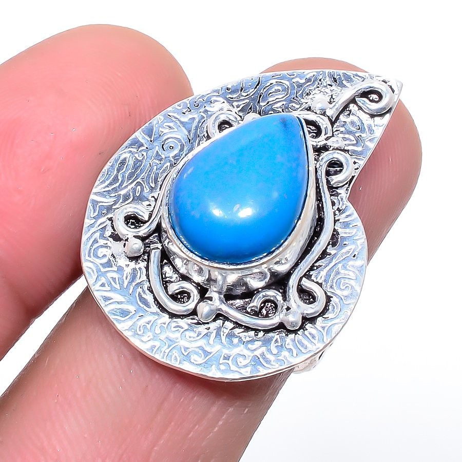 Sleeping Beauty Turquoise Gemstone 925 Silver Plated Ring s.6.5 S191