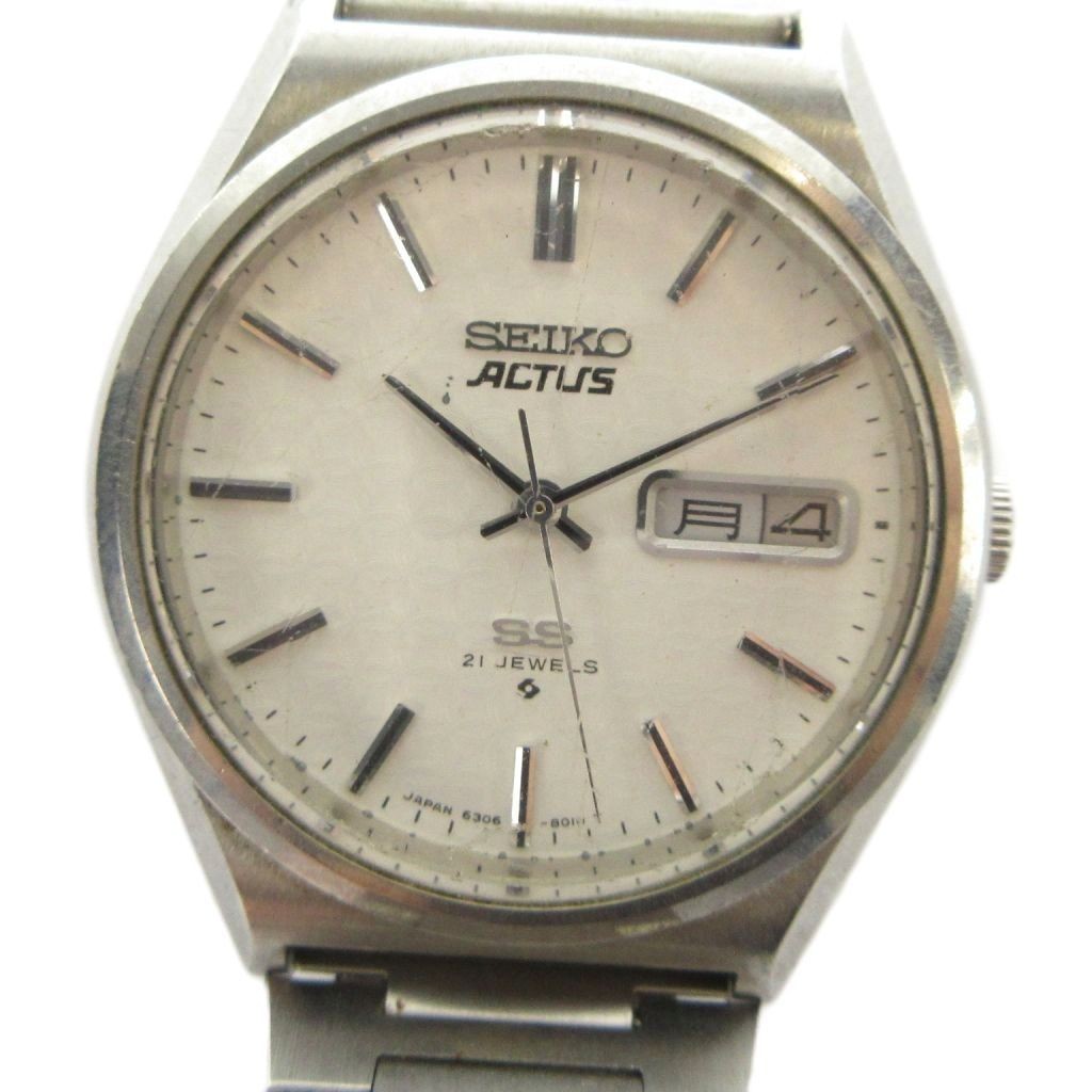SEIKO ACTUS SS 6306 8040 wristwatch automatic with day date calendar cut glass 2