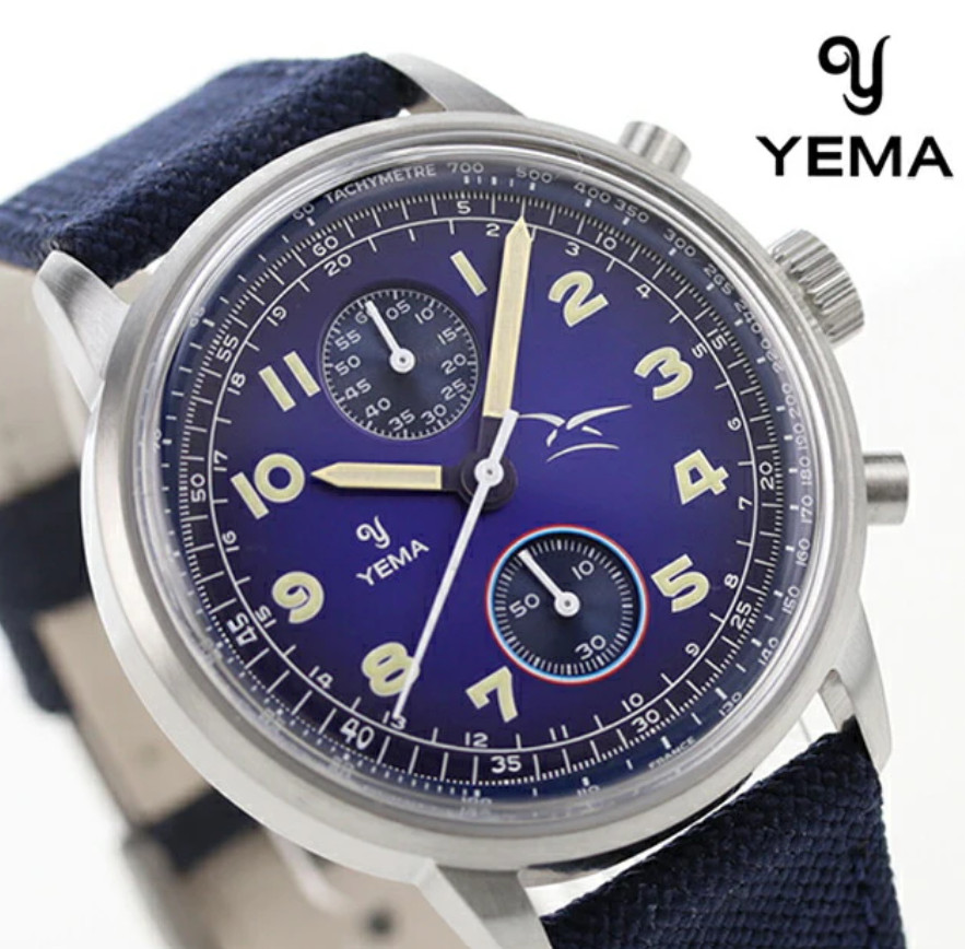 YEMA Flygraf Meca Quartz Watch Blue Dial YMHF1582-AA-GG French Air Force Model