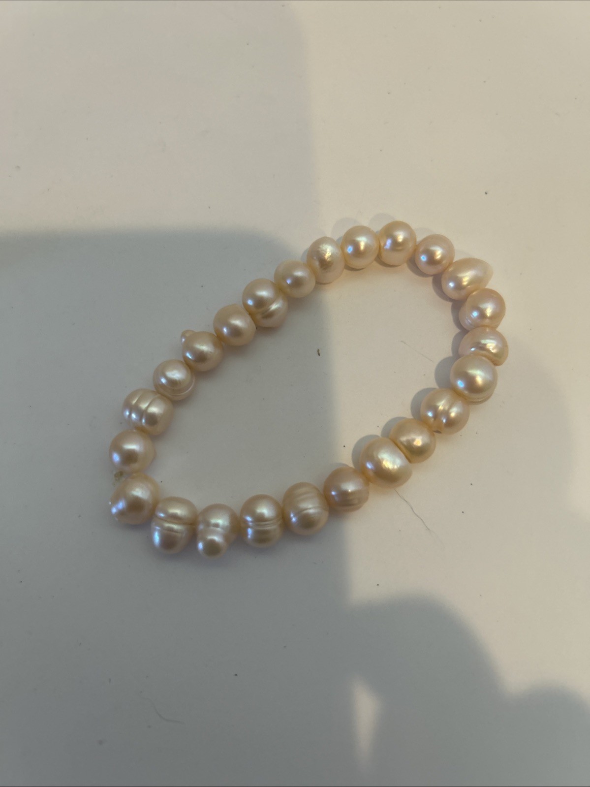 Pink Rice Shaped Freshwater Cultured Pearl Stretch Bracelet Free Earring