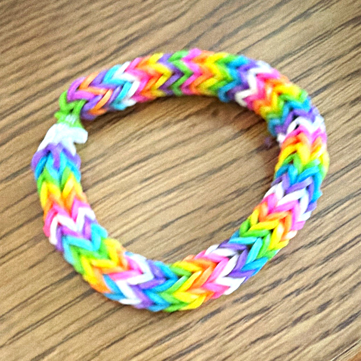 Stackable Multicolor Rubber Beaded Bracelet, Rainbow Loom Style, No Stone