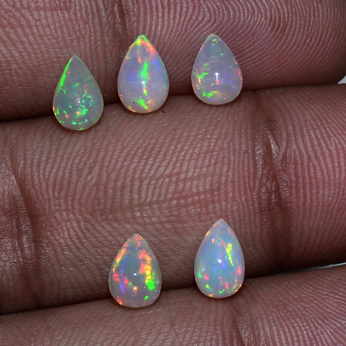 Set 5 Pcs Natural Ethiopian Opal Hi-Grade Teardrop Undrilled Loose Gemstones Lot