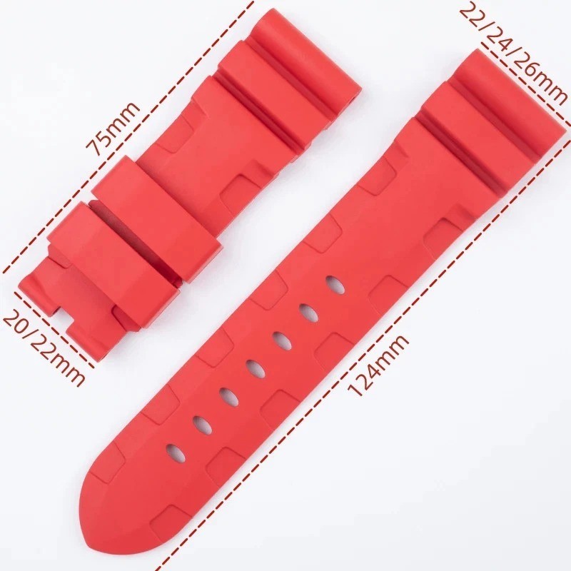 22mm 24mm 26mm Rubber Watch Strap FKM Band For Officine Panerai Series
