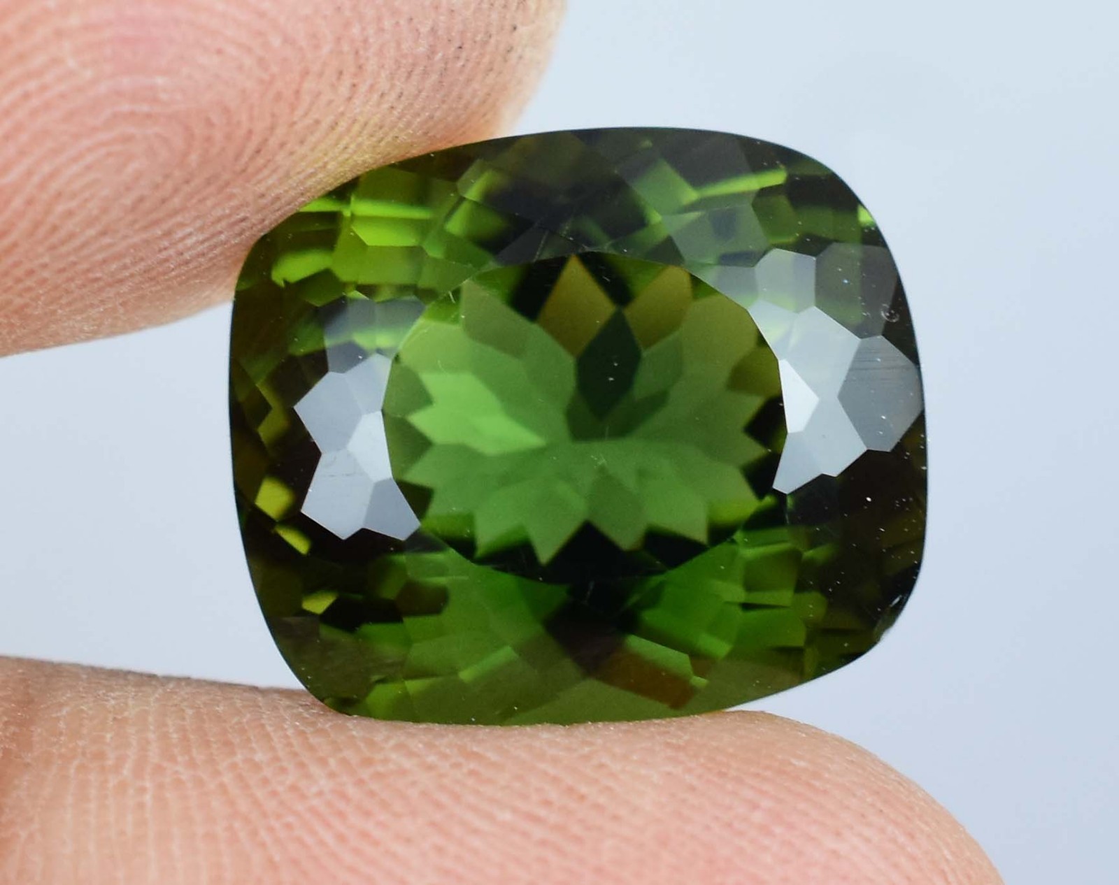 Natural Bi-Color Tourmaline 14.85 Ct Cushion Cut Rare Certified Loose Gemstone
