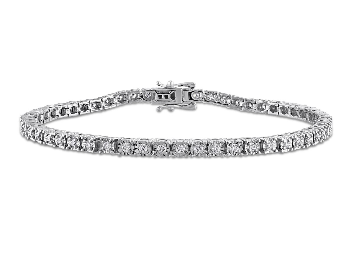 7/8 Carat (ctw VS1-VS2, G-H) Lab Grown Diamond Bracelet 14K White Gold (7 inche)