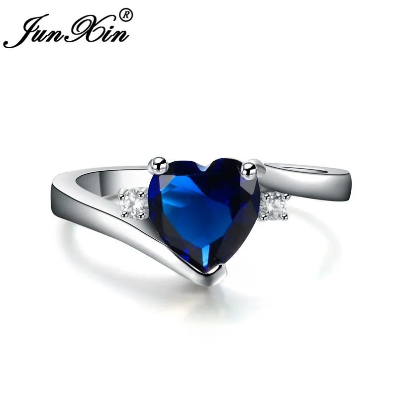Elegant Heart Silver Filled Women Wedding Ring Birthstone Ring Sz 6-11