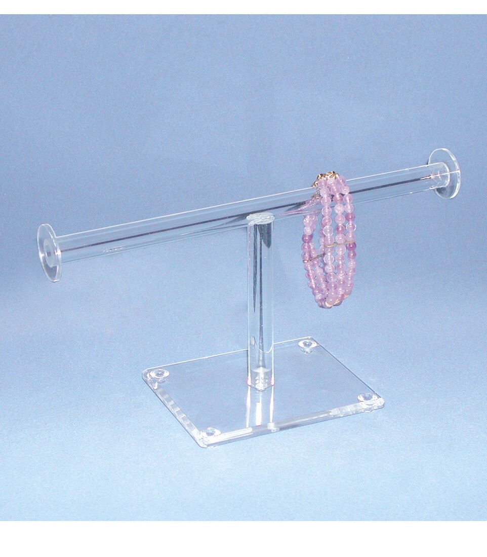 Round Acrylic T-Bar Display Clear Countertop Bracelet Bangle Holder Rack 5″H