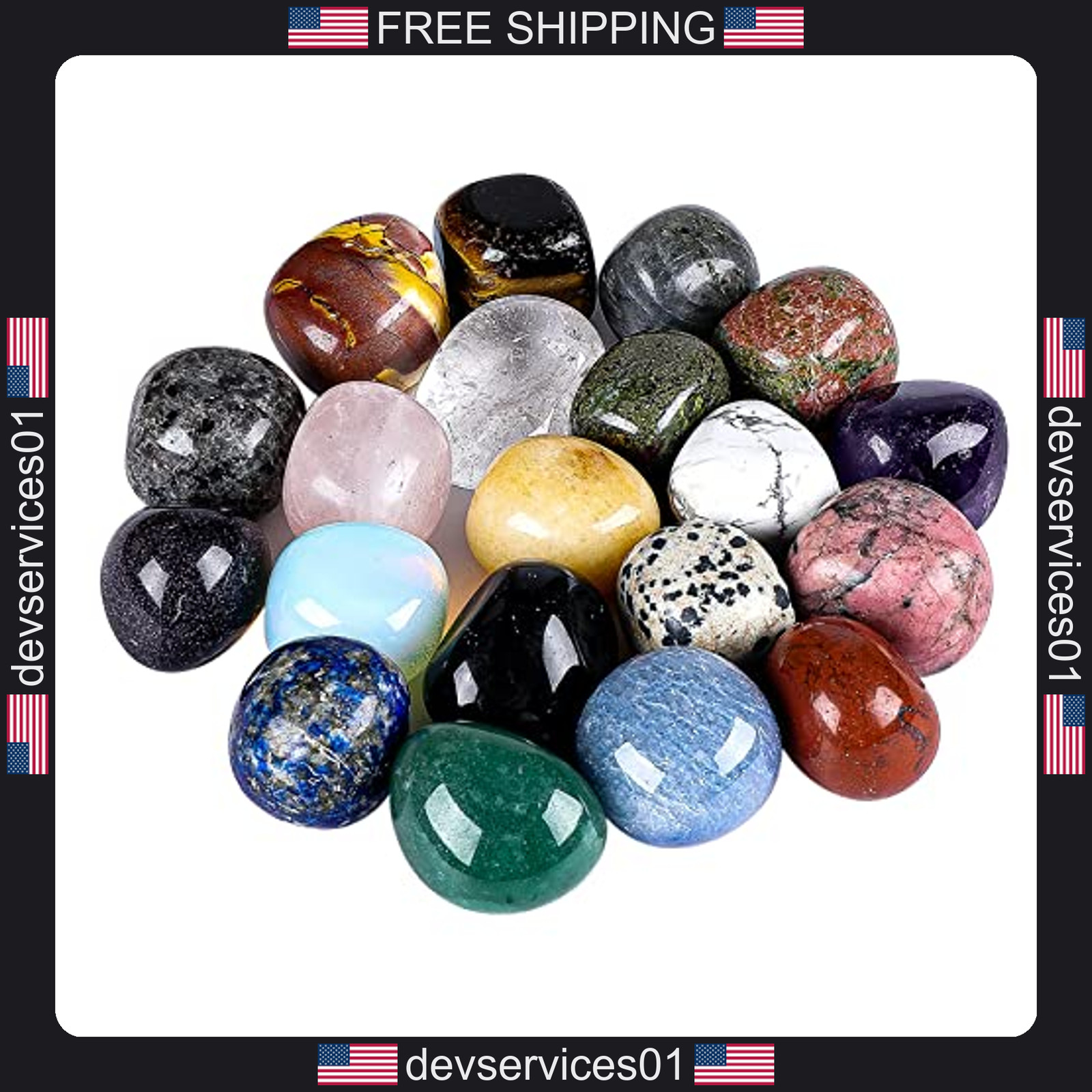 20 Pack Natural Tumbled Gemstones for Healing and Jewelry