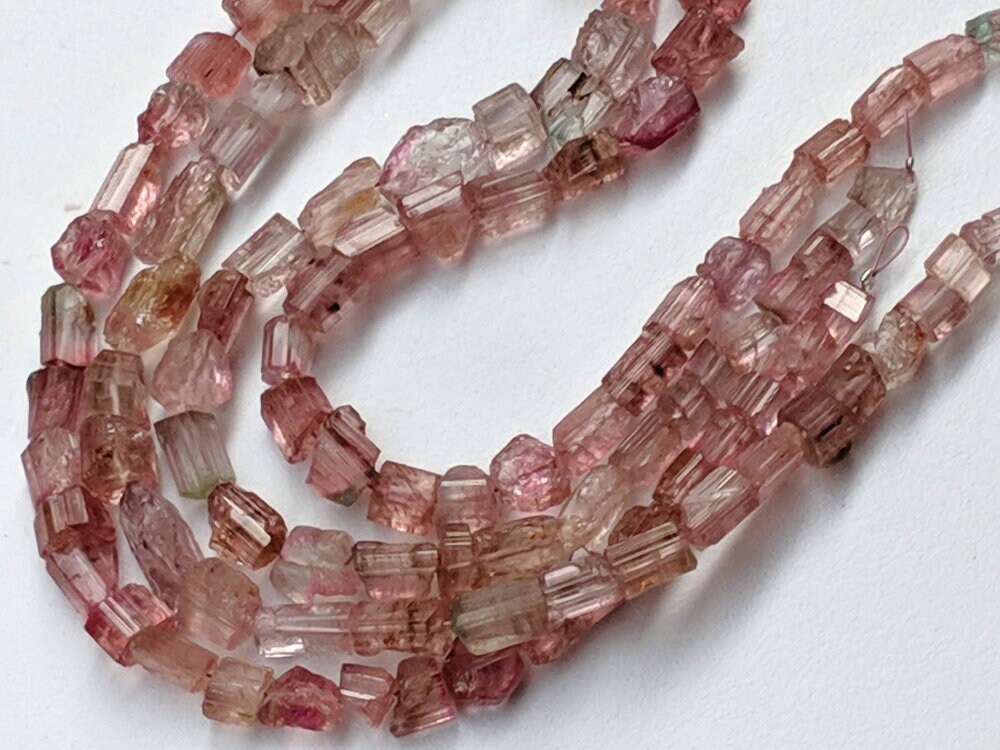4.5-8mm Rare Pink Tourmaline Rough Crystal Beads, Natural Pink Tourmaline Raw