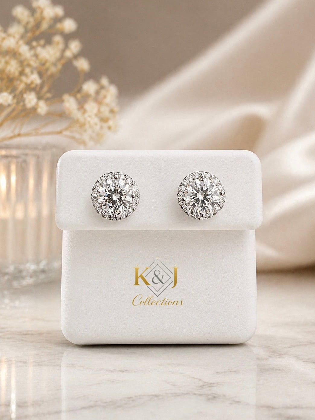 Premium 1.83CT Moissanite VVSD color Halo pushback Stud Earrings in solid s925 S