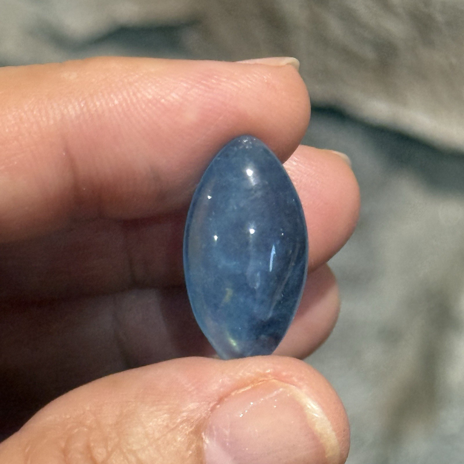 9.6ct 22.6x12x5.4mm Blue Stabilized Aquamarine Smooth Marquis Cabochon Gem