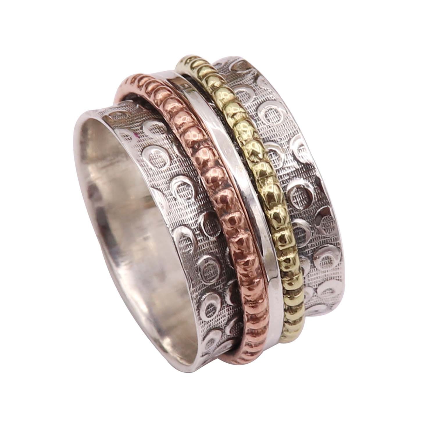 Meditation Handmade Spinner Silver 925 Sterling Ring Gift Women Jewelry JSR-33