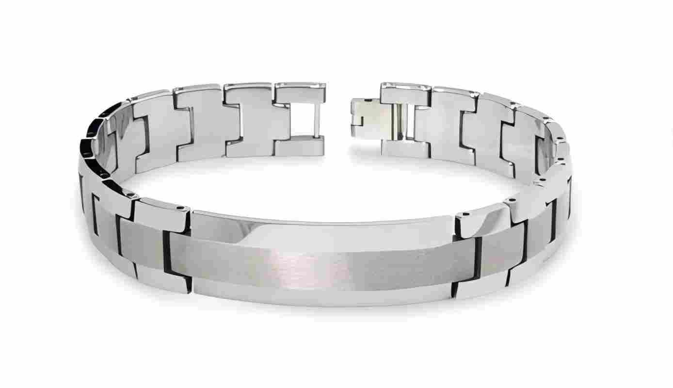 8.5 Inch – Horseshoe Links – Silver – Tungsten Carbide Bracelet
