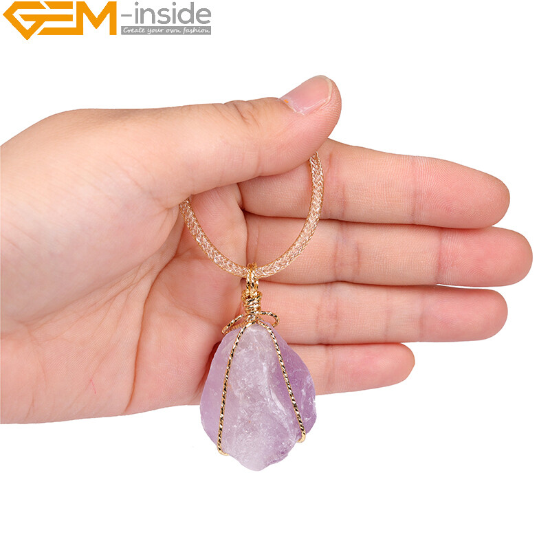 Natural Charm Necklace Raw Crude Crystal Pendulum Quartz Pendants For Women