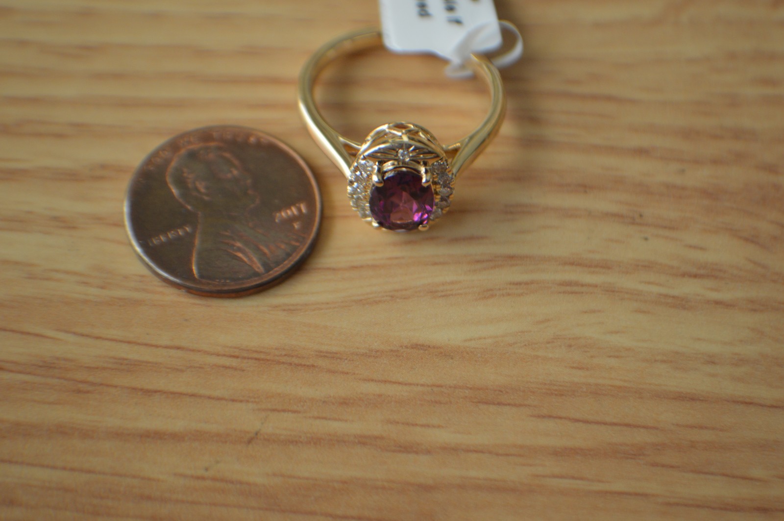 1.60ct Premium Ember Garnet / Diamond Ring 10K Yellow Gold Size 7