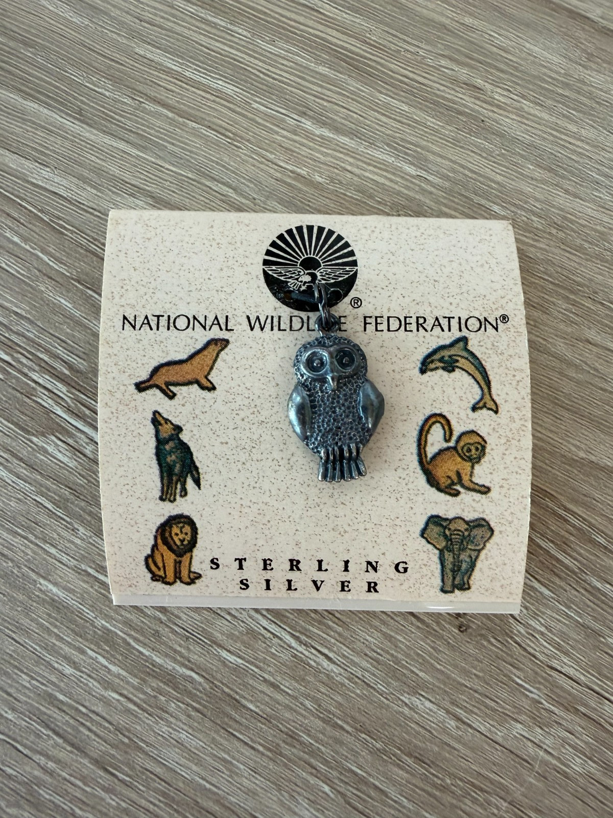 1990s Sterling Silver 925 NWF National Wildlife Federation OWL pendant