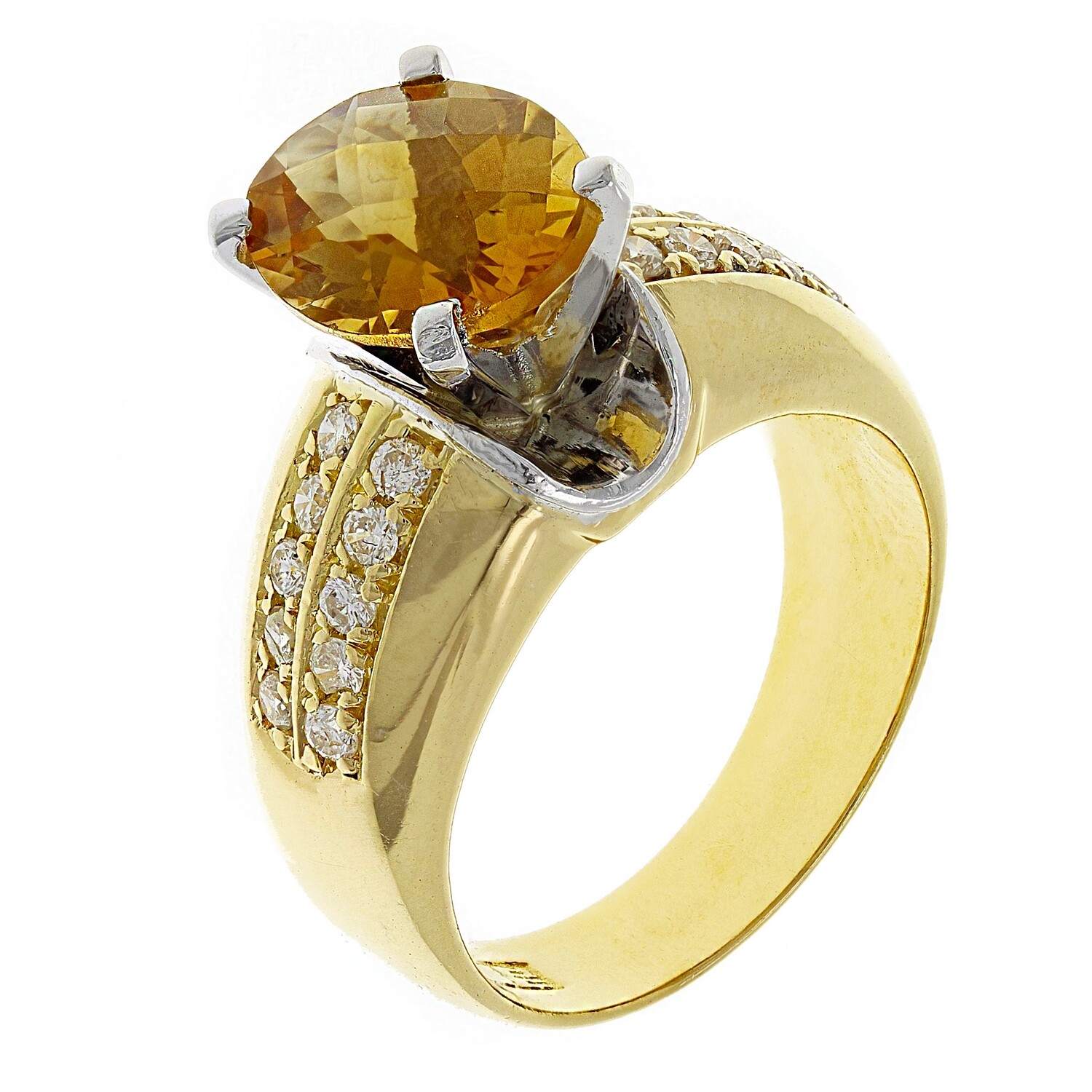 18k Yellow Gold 3.29ctw Oval Citrine & Diamond Ring Size 6