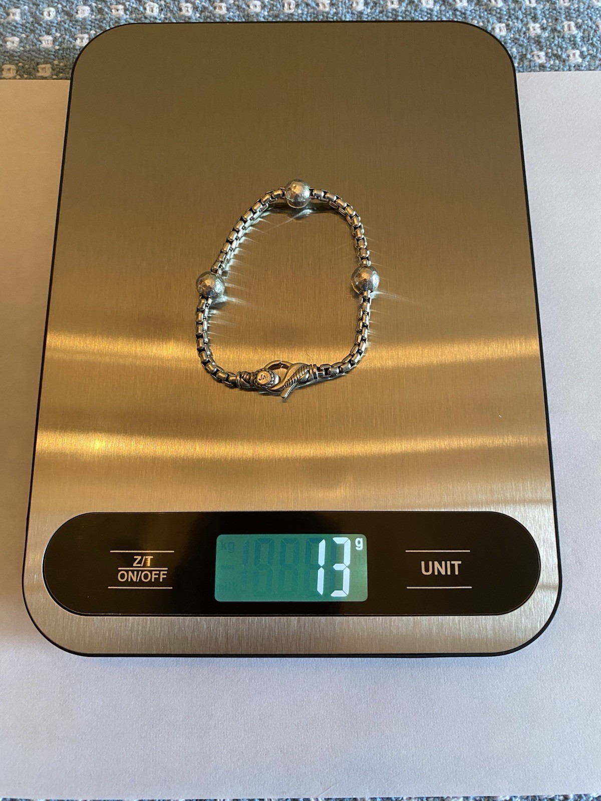 JAI Signed Sterling Silver bead bracelet size small.