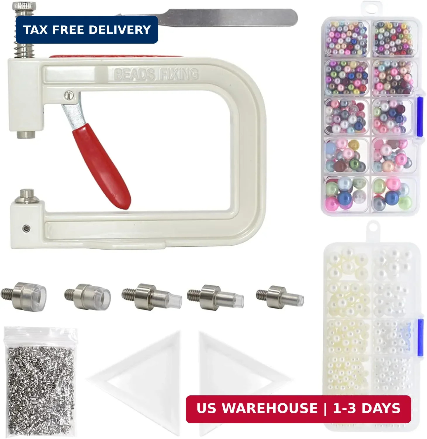 Pearl Setting Machine and Hand Press Pearl Setting Tools 5 Sizes Colorful no Hol