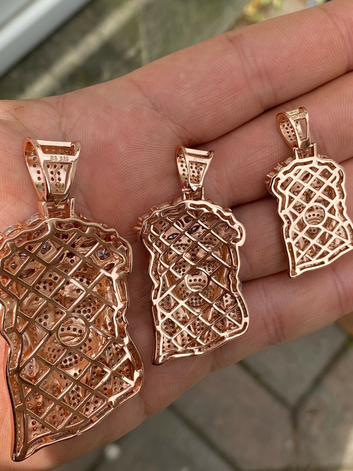 Real Hip Hop 14k Rose Gold Plated 925 Sterling Silver Jesus Piece CZ Pendant Icy