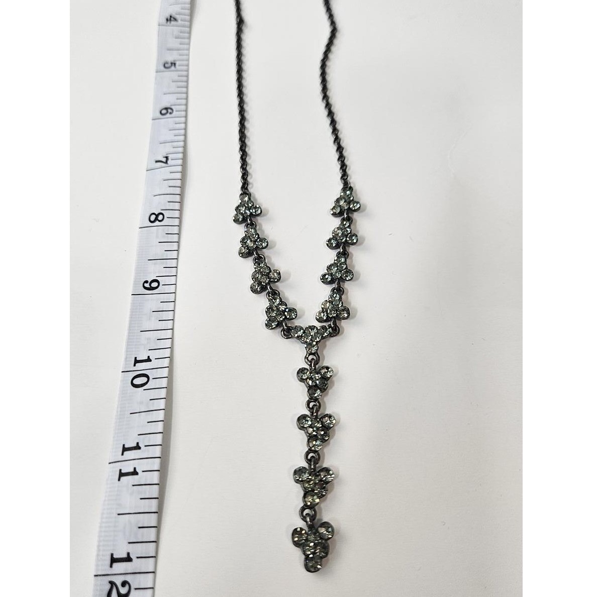 Bijoux Terner Gunmetal Rhinestone Y-Drop Necklace and Earrings Jewelry Set