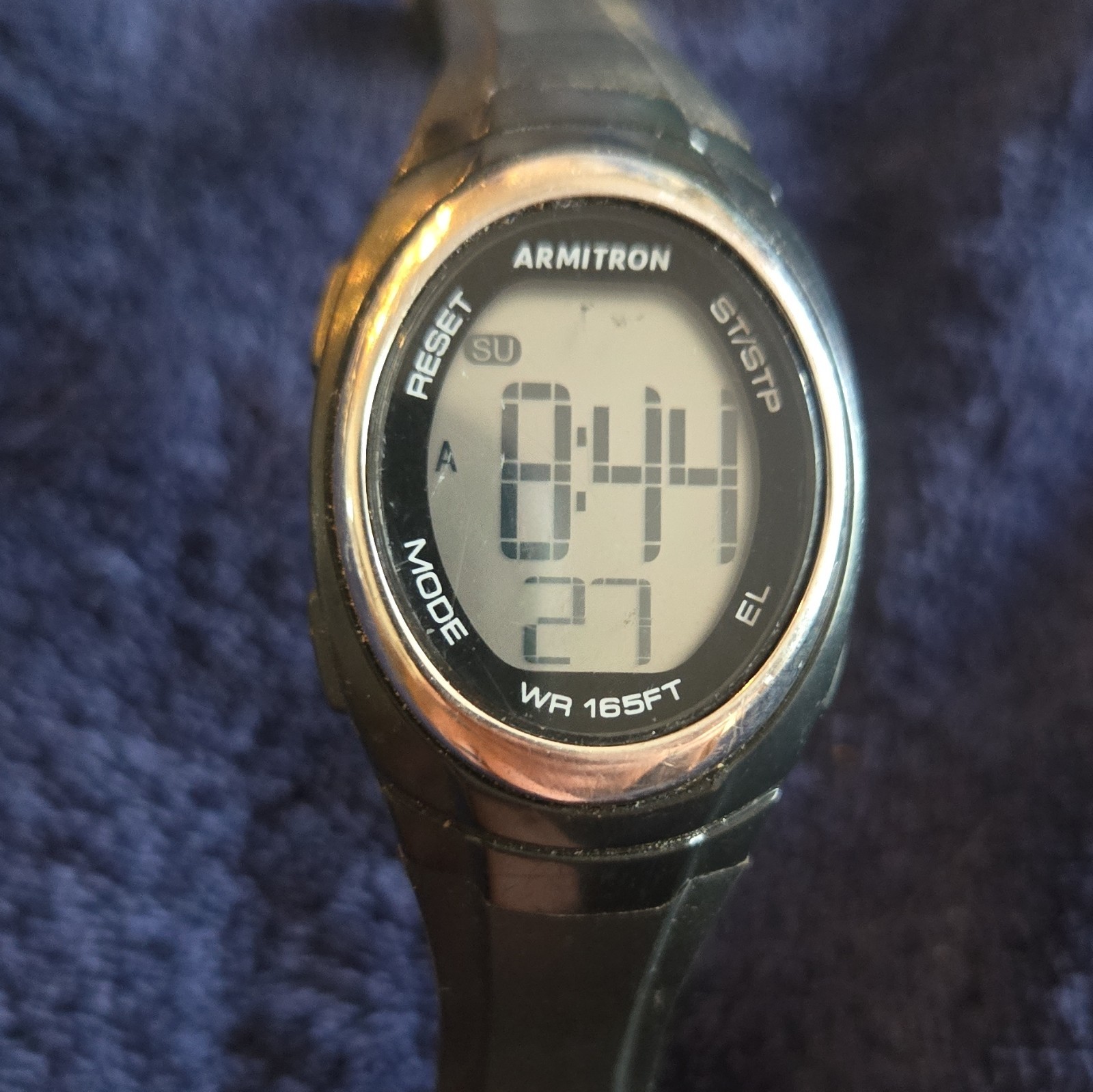 Armitron WR 165FT Quartz Digital Backlight Alarm Chrono 50m Black Strap 24.7mm