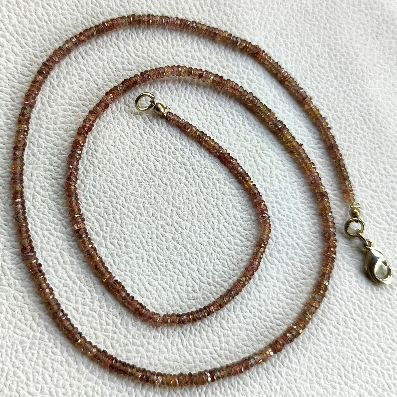 Natural Madagascar Brown Sapphire 2.5-3mm Faceted Rondelle Bead 19″ Necklace
