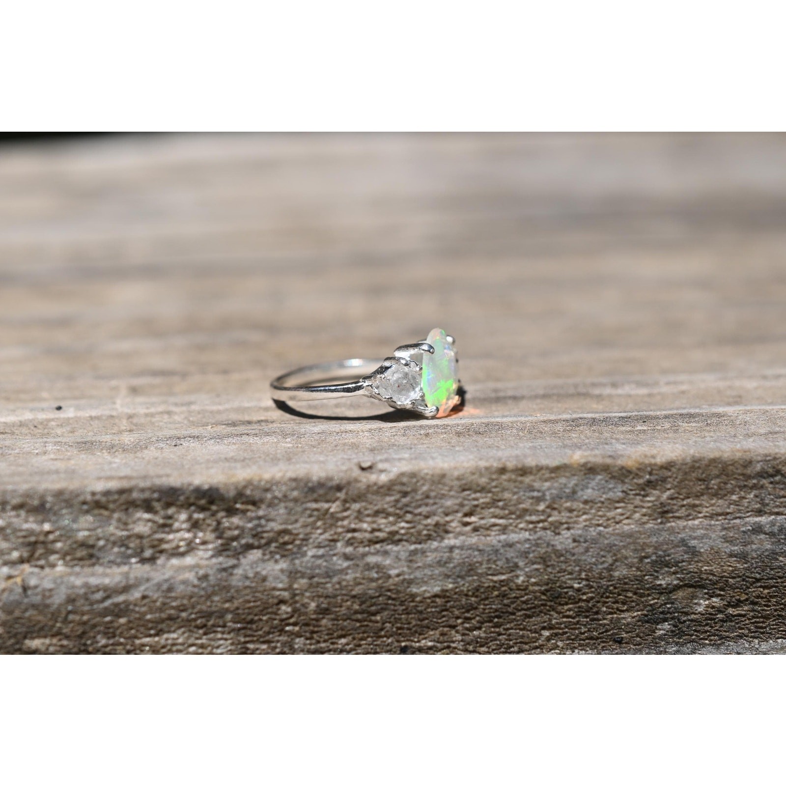 Opal and Lake County diamond ring, size 4 5 6 7 8 9 10 11 12