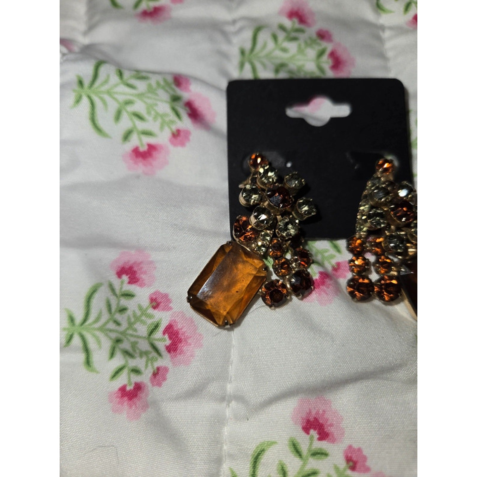 Vintage Julianna Amber and glass clip on Earrings