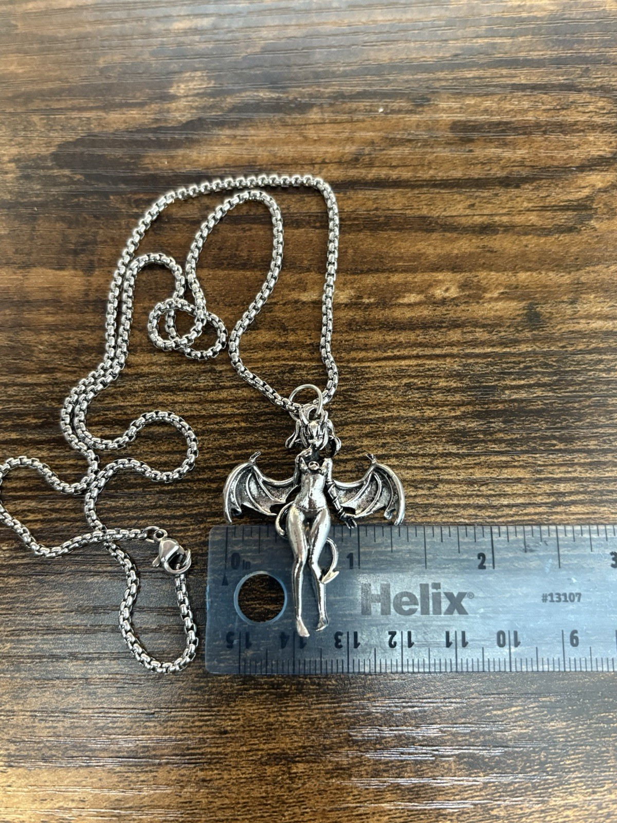 Anime Demon Girl Emo Y2K Necklace Silver Pendant and Chain