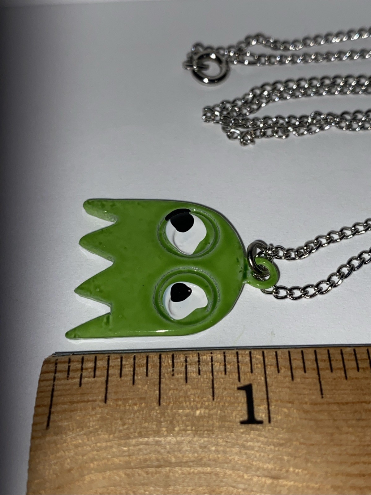 Vintage Pac Man Video Game Green Ghost Necklace