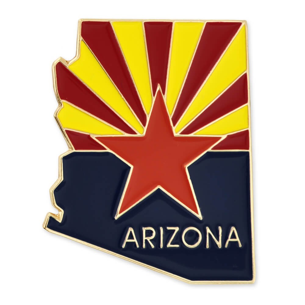 PinMart’s State Shape of Arizona and Arizona Flag Lapel Pin 1-1/8″