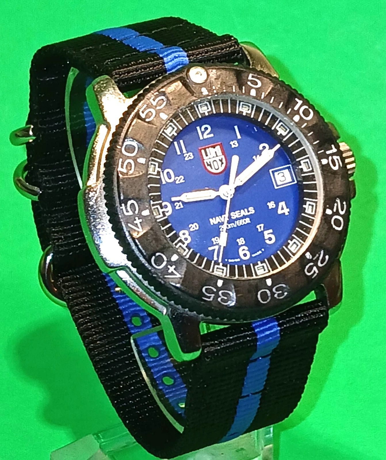 LUMINOX 3100/3103 NAVY SEALS BLUE DIAL NEW BATTERY/ORING NATO BAND EXCEPTIONAL