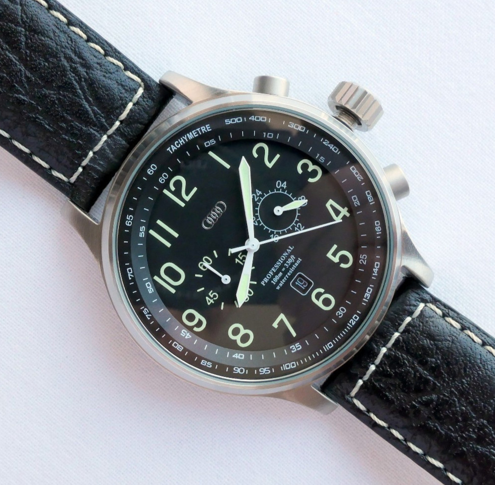 Audi Quattro Motorsport Racing Car Accessory Driver Sport Chronograph Watch