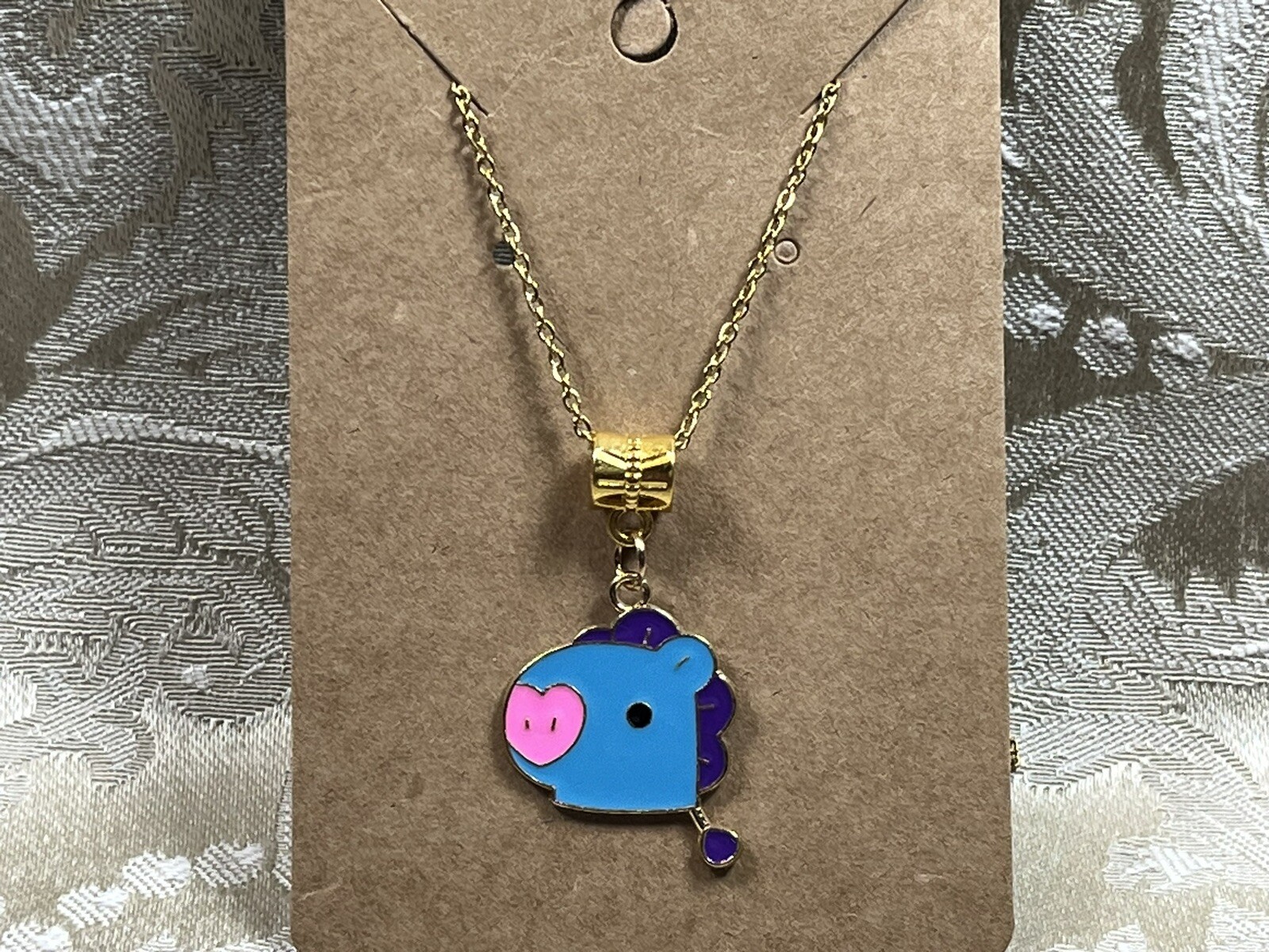 K POP Anime Cartoon Emojis Character Gold Pendant Necklace 18”