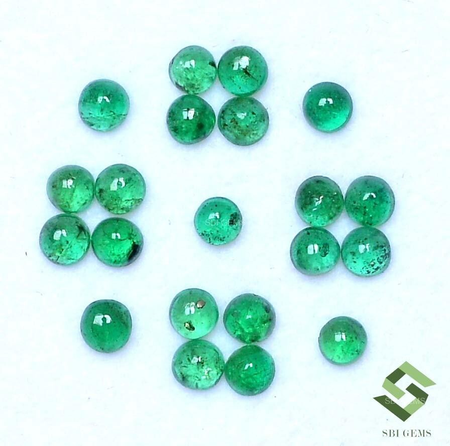 3x3x1.6 mm Natural Round Emerald Cabochon 21 Pcs Lot 2.50 Cts Loose Gemstones