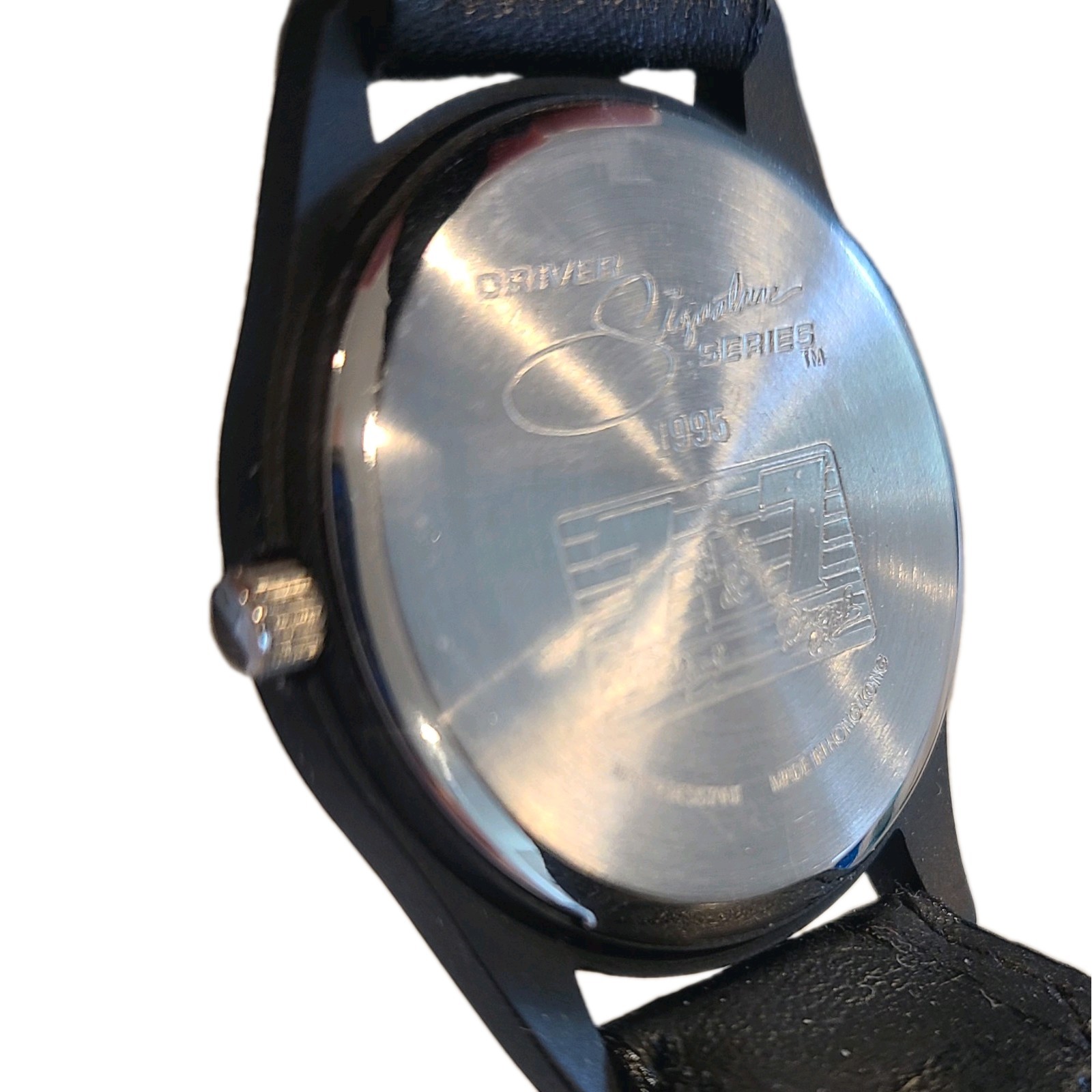 Driver Signature Series 1995 Vintage Quartz Racing Dial Watch Black Leather 22mm