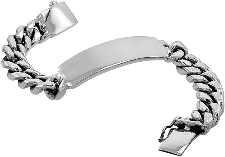 925 Sterling Silver Heavy Miami Cuban Link ID Bracelet for Men 18mm 8″ 8.5″ 9″