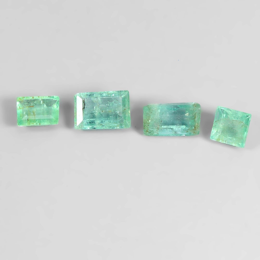 Emerald Cut Natural Top Rich Green Emerald Zambia 4pcs 1.30ct 5.5x4mm Gemstone