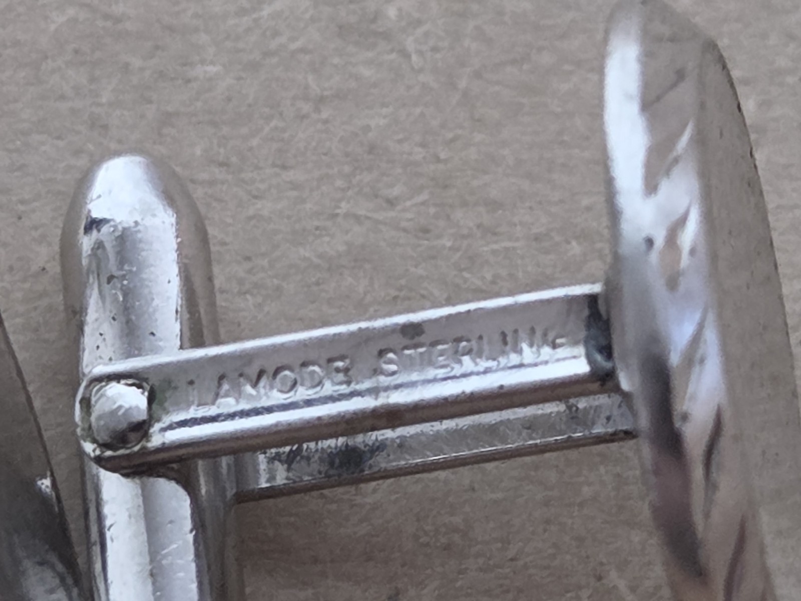 Vtg Lamode Sterling Silver Cufflinks 16.3g Mens Classic Cuff Link Round Patina