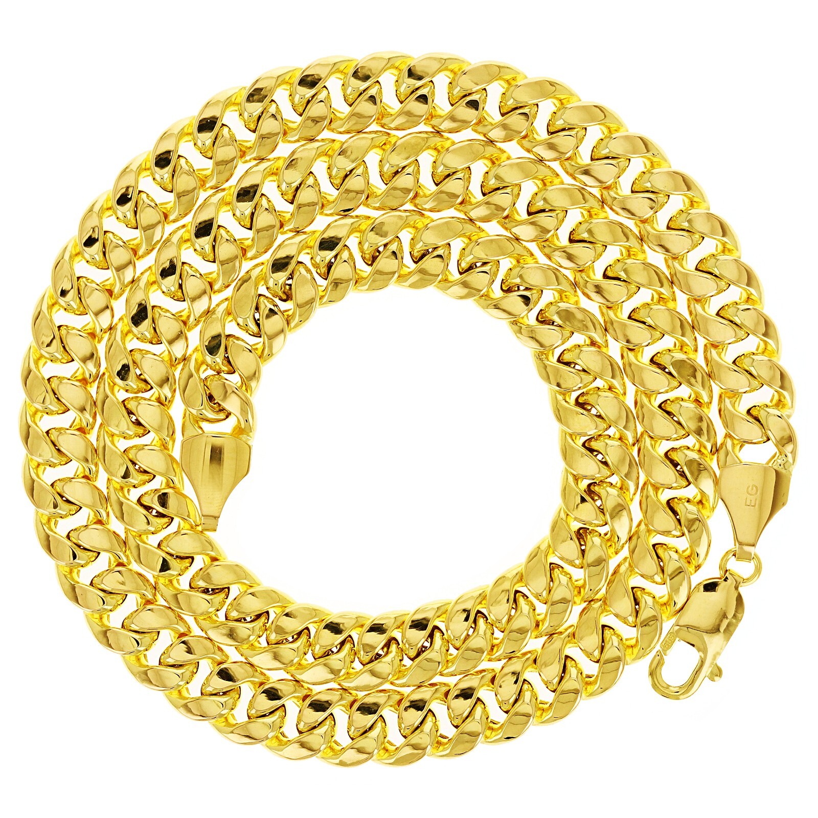 Italian 14k Yellow Gold Semi-Solid Miami Cuban Chain Necklace 22″ 8.7mm 45 grams