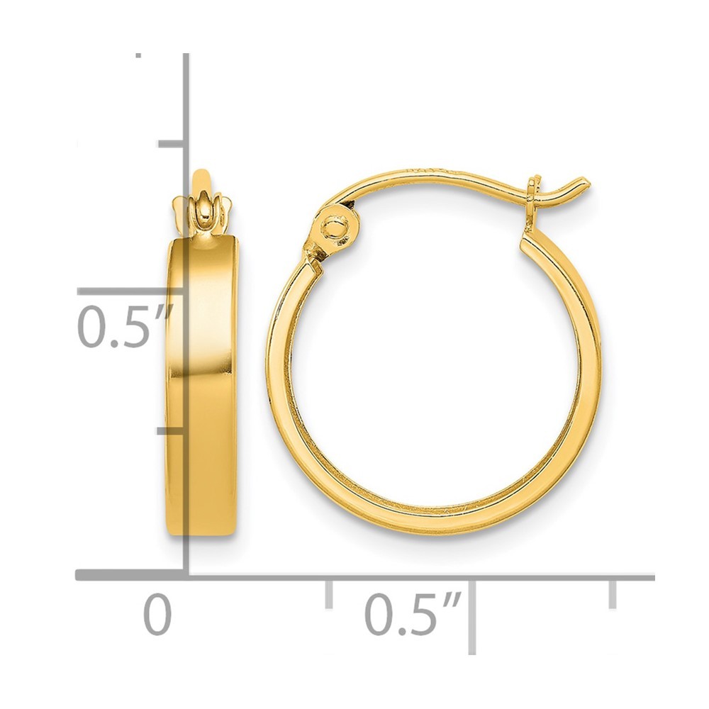 10k Yellow Gold Square Tube Hoop Earrings for Women 0.84g L-15mm, W-15mm