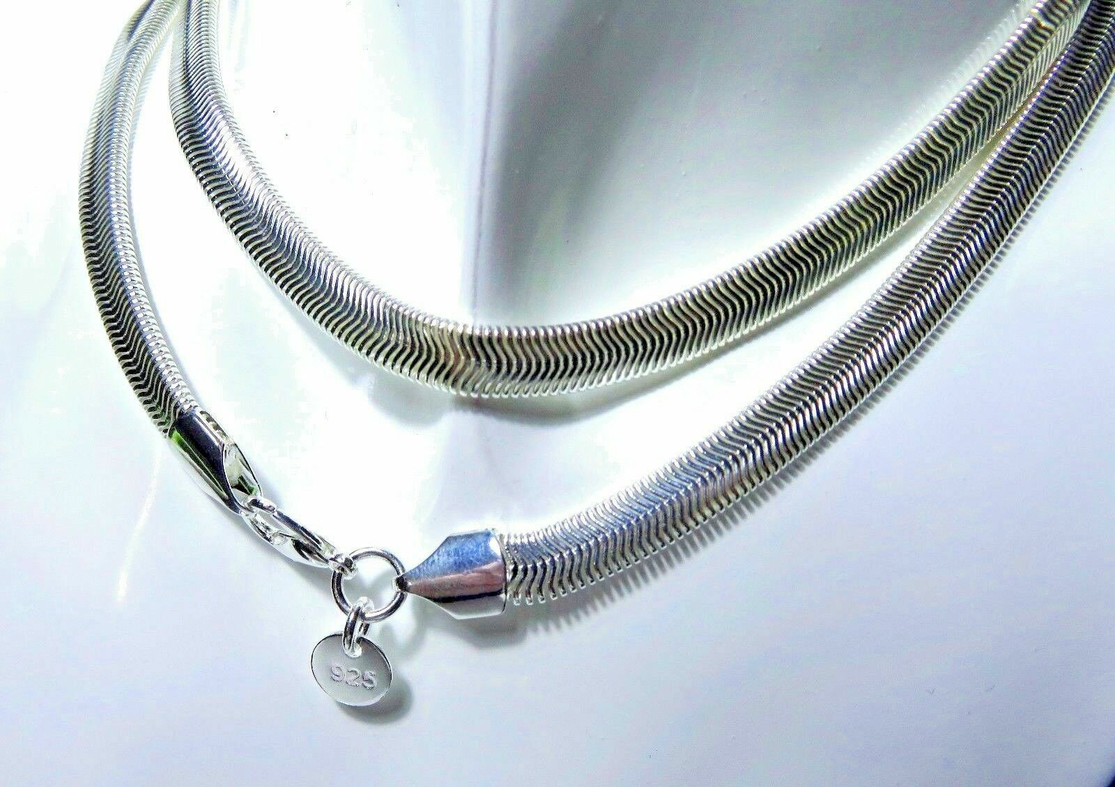 925 Sterling Silver 6mm Smooth Chunky Italian Flat Snake Chain Necklace H788