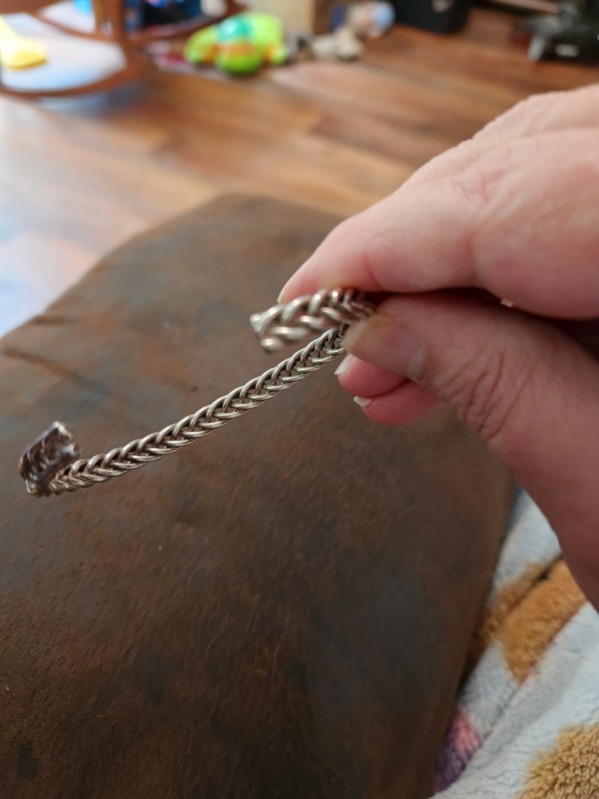 Vintage 925 Sterling Silver Cuff Artisan Made Braided Bracelet 8 In 14.5g