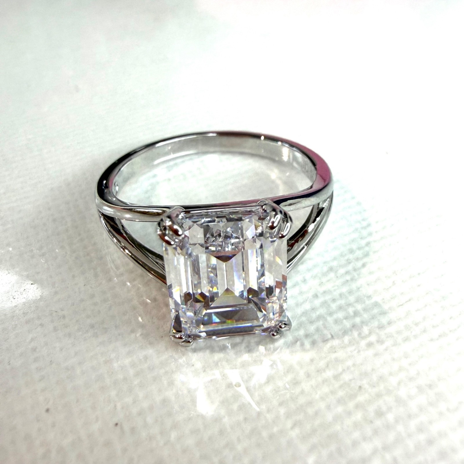 SWAROVSKI Stilla Ring Octagon Cut White Crystal Size 52 UK L Rhodium Plated NEW