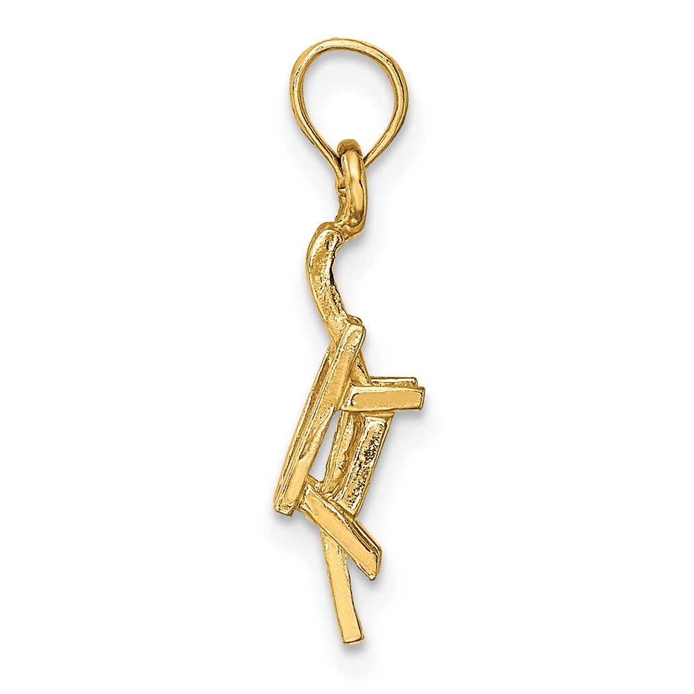 10K Yellow Gold 3-D Lounge Beach Chair Charm Pendant L 14.7mm, 6.2mm