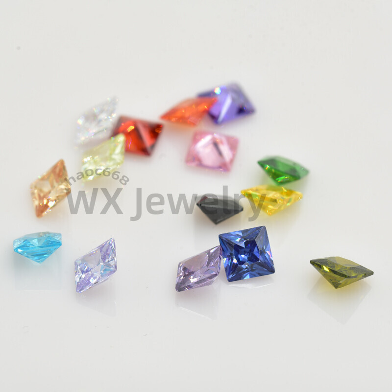 3×3-10x10mm Square Cut 15pcs each color 1pcs ,Loose cubic Zirconia Stone