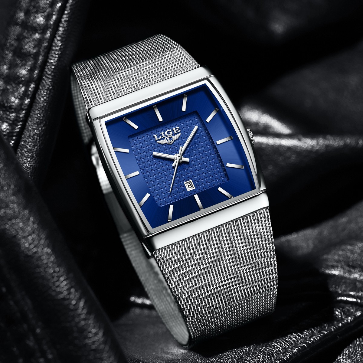LIGE Men Watch Big Dial Quartz Date Digital Luminous 5ATM Waterproof Wristwatch