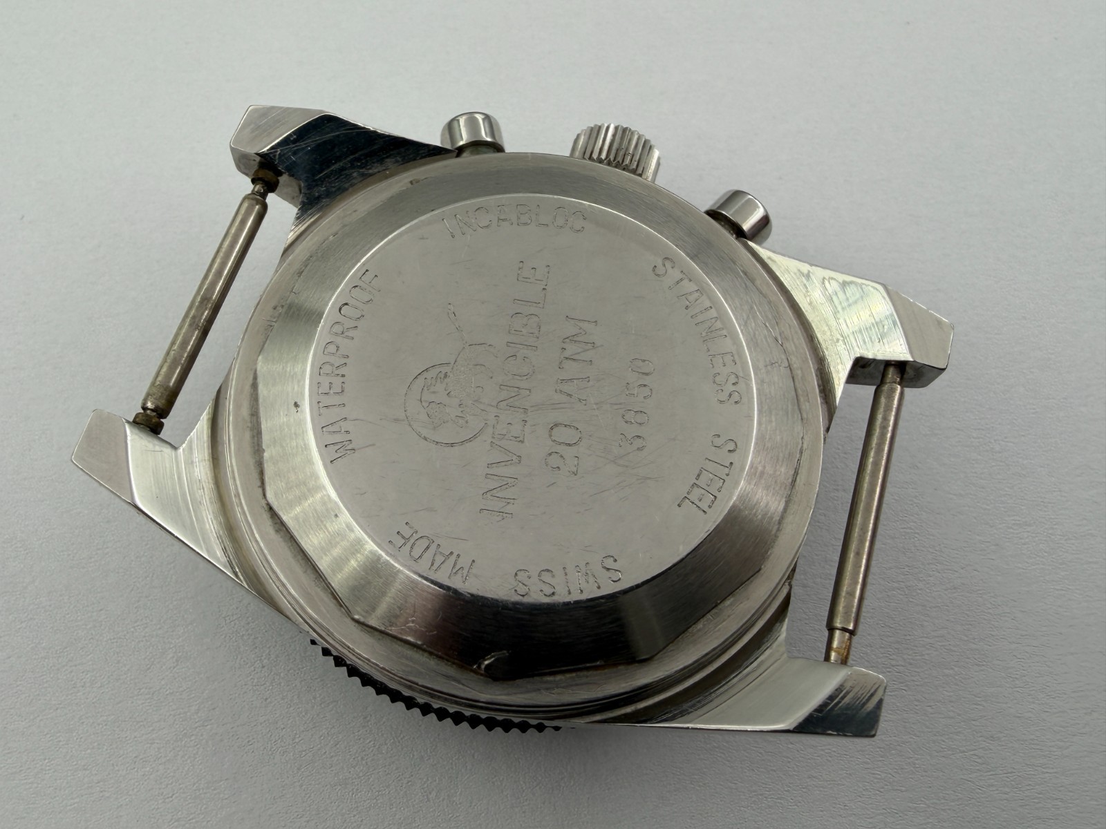 VTG INVENCIBLE 3850 SuperDiver Silver Chronograph Manual Wind Cal 7733 – 38 mm