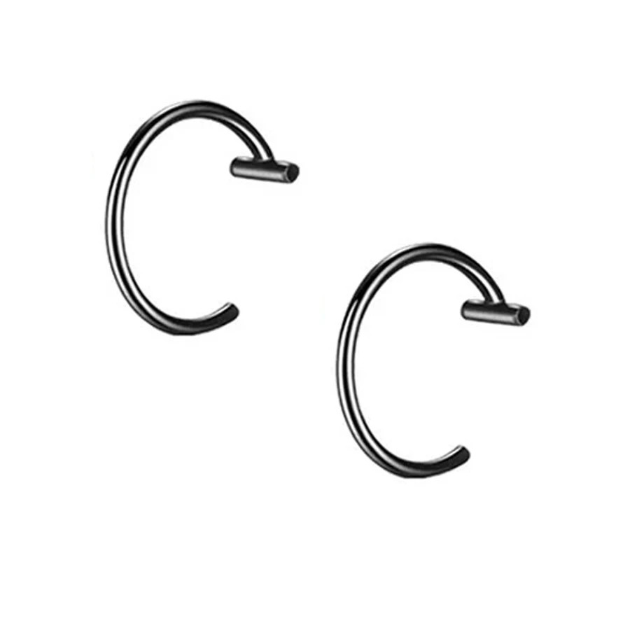 2PCS Trendy 10mm Stainless Steel Punk Clip on Fake Piercing Nose Wrap Lip Rings